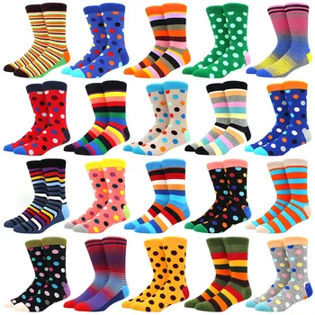 1 пара мужских носков из чесаного хлопка ярких цветов, забавные носки, мужские носки до икр для делового повседневного платья, свадебный подарок, sok