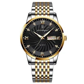 POEDAGAR Ультратонкие мужские часы люксового бренда Водонепроницаемые Спортивные кварцевые наручные часы Business из нержавеющей Стали Luminous Man 2023