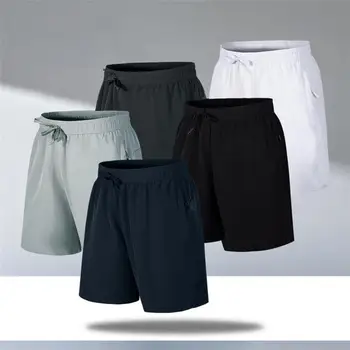 Спортивные шорты Мужские, быстросохнущие, для фитнеса, однотонные, на шнуровке, с тонкими карманами, пляжные шорты, Летние короткие брюки для бега в корейском стиле