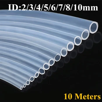 Трубка из пищевого силикона длиной 10 м, Резиновый шланг, Прозрачная гибкая силиконовая трубка Диаметром 2, 4, 6, 8, 9, 10 мм, Термостойкая прозрачная трубка
