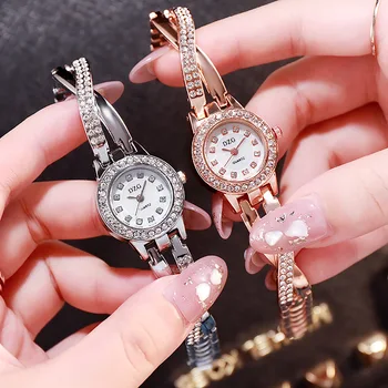 Новые женские часы с бриллиантовым маленьким циферблатом и спиральной заводной головкой, кварцевые часы со стразами, повседневные простые темпераментные часы, подарок для подруги