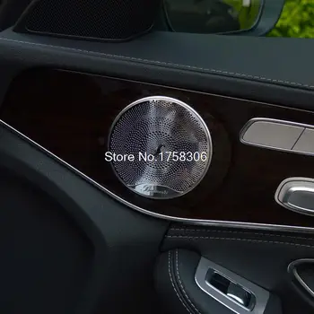 Angelguoguo 4шт Автомобильный аудио динамик Крышка дверного громкоговорителя автомобиля для Mercedes Benz C Class W205 C180 C200L C260L 2015-2017