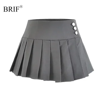 Модные женские плиссированные шорты BRIF с металлической пуговицей 2023, летняя уличная одежда трапециевидной формы с высокой талией